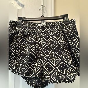 Madewell Black and White Geometric High Waist Shorts